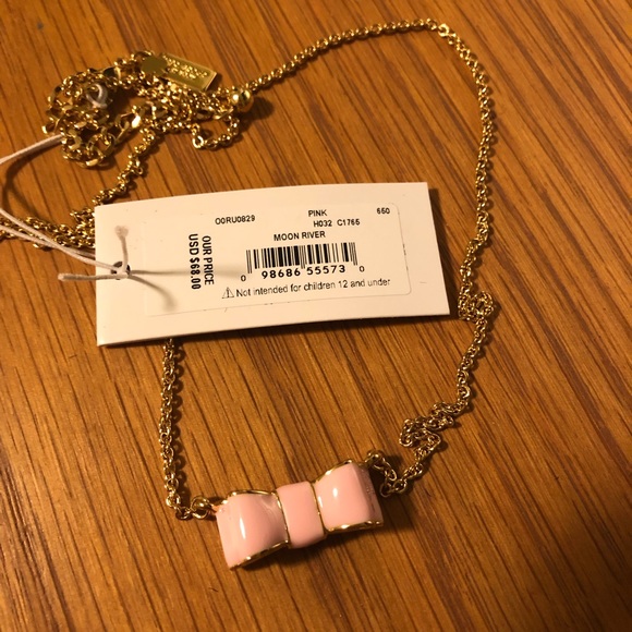 Kate Spade ♠️ Gold tone necklace with pink bow - Picture 2 of 5